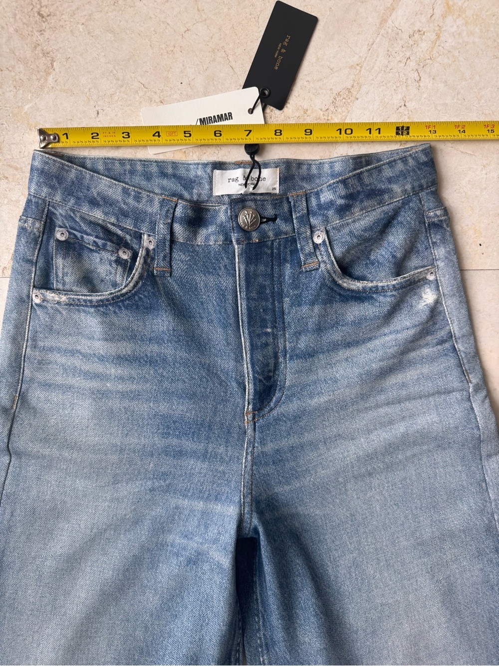 Rag & Bone Miramar Terry Sophe Wide Leg High-Rise Blue Women's Jeans size 25 - Picture 9 of 15